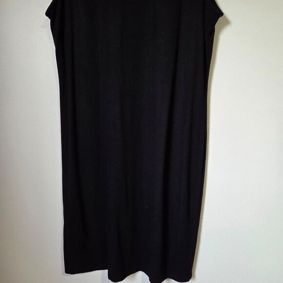 EUC ADRIENNE VITTADINI MOCK NECK BLACK MINIMALIST SLEEVELESS DRESS SIZE L - Picture 5 of 13